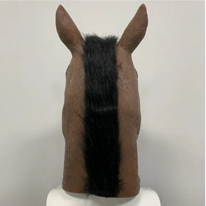 Horses Head Latex Halloween Mask Brown child size.