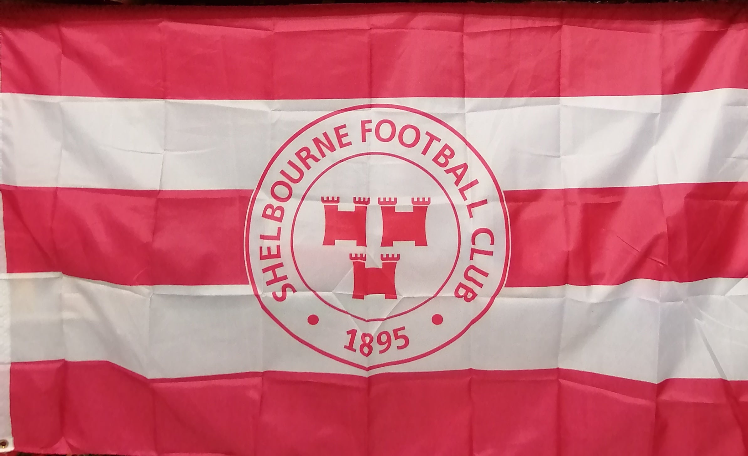 Shelbourne football flag 5ft x 3ft.