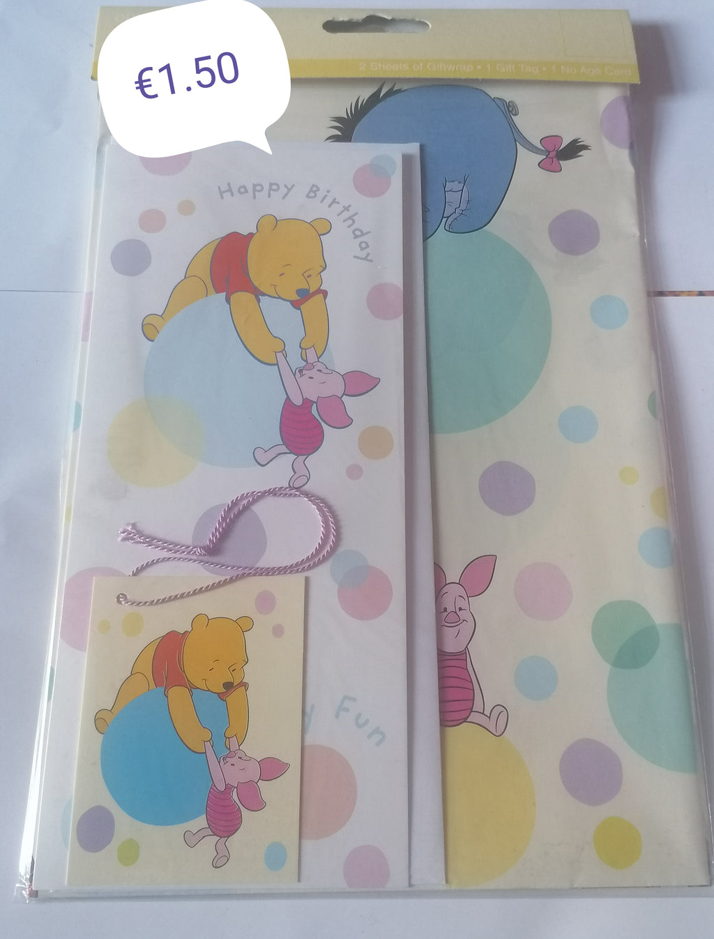 winnie the pooh birthday card and gift wrap