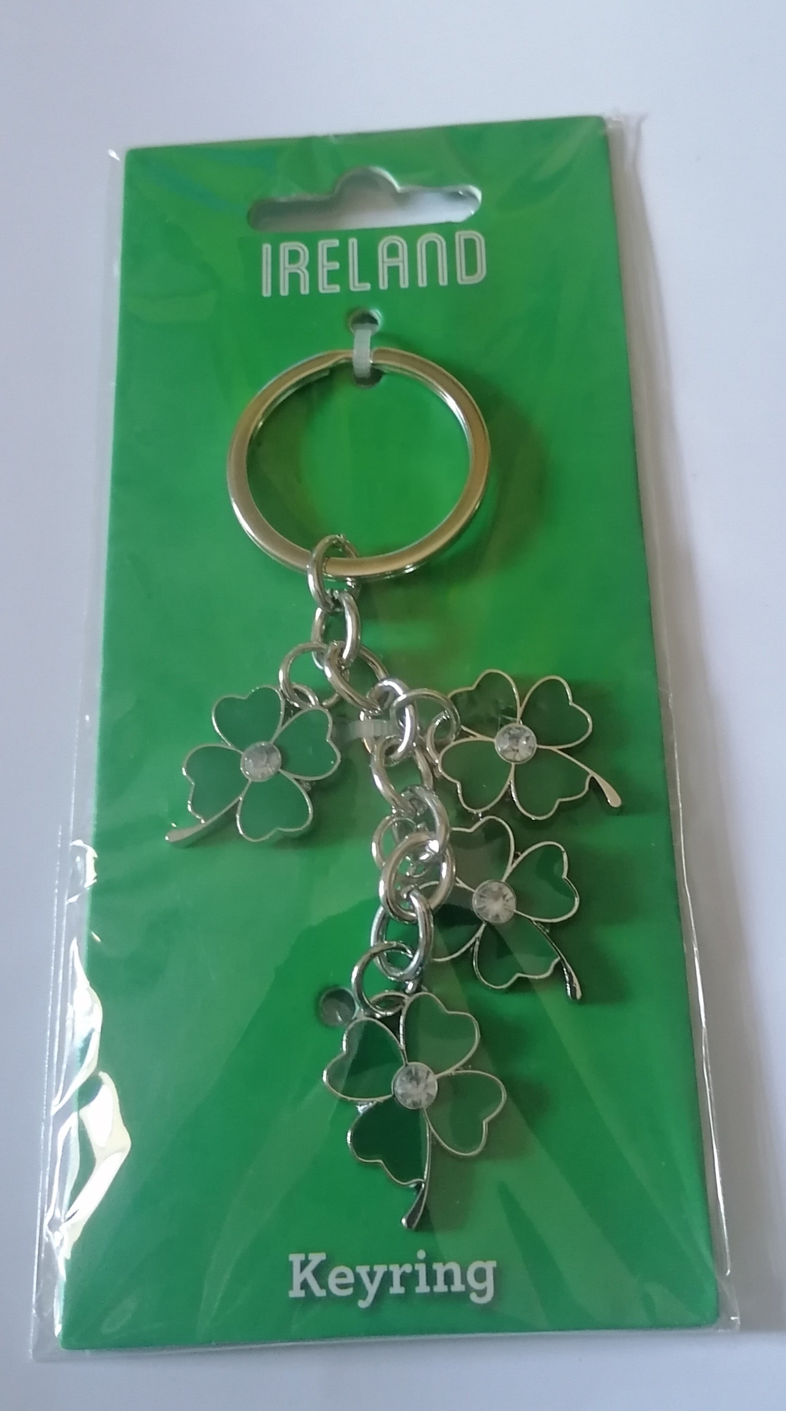 irish shamrock charm keyring