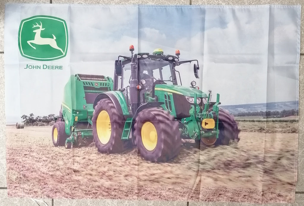 john deere tractor flag with baler