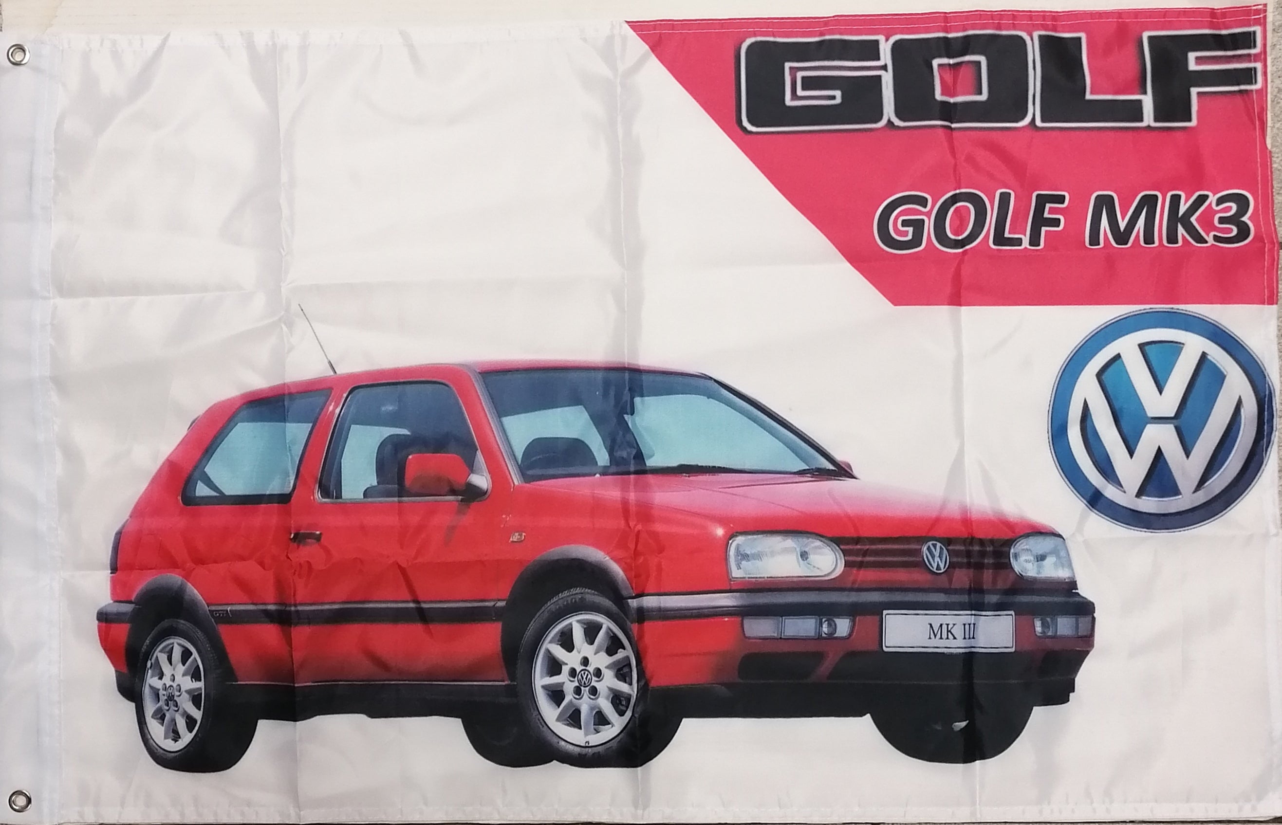 red vw golf mk3 flag