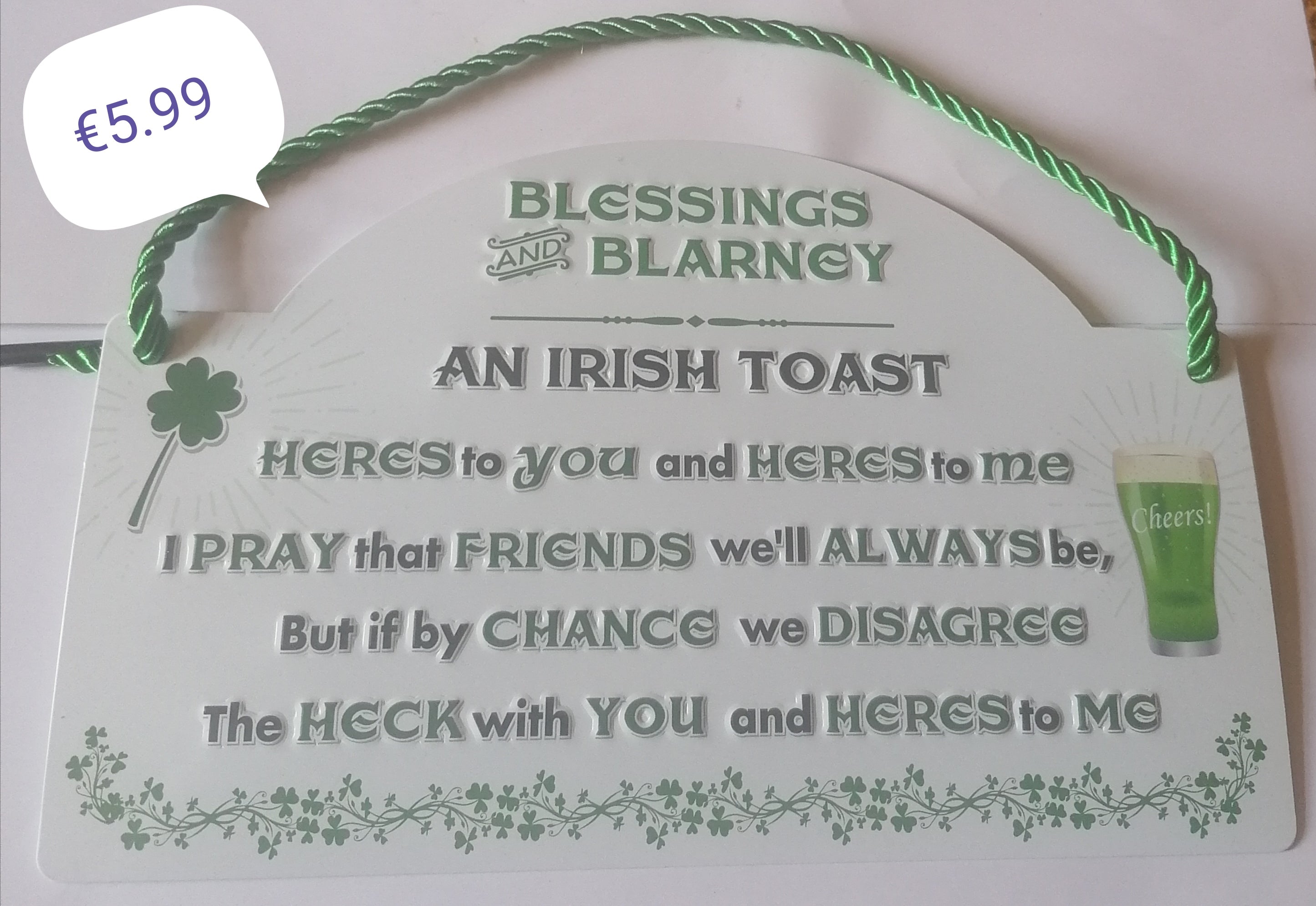 An irish toast blessing tin sign