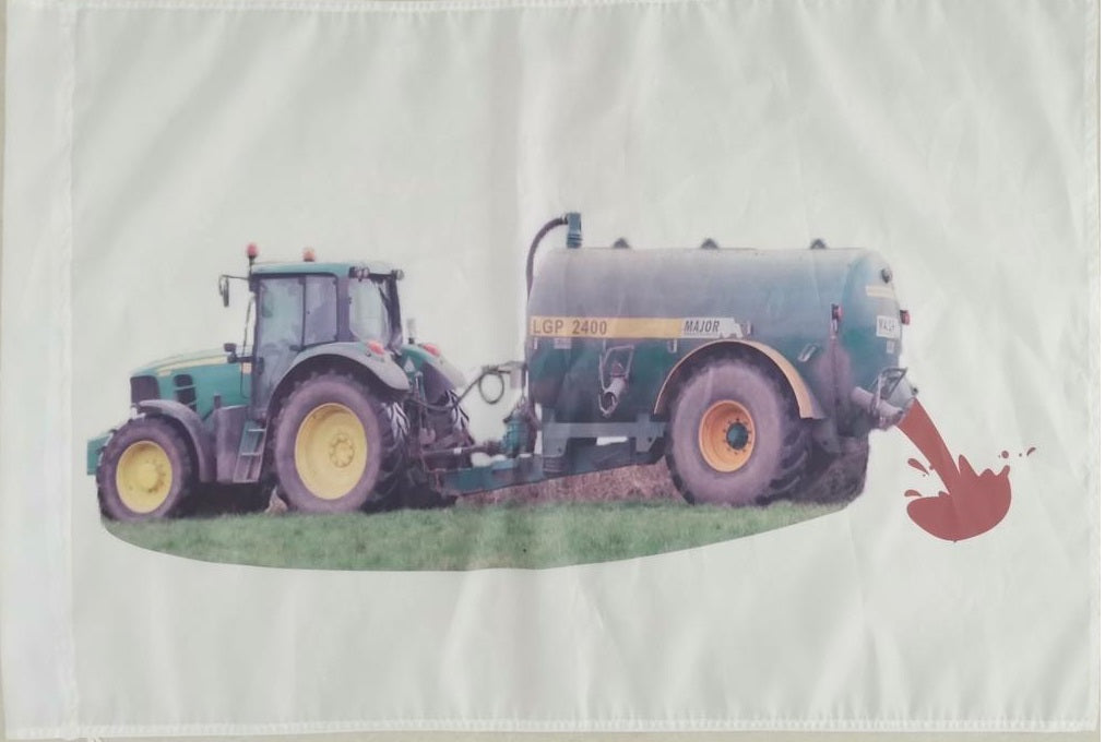 john deere tractor flag with slurry spreader