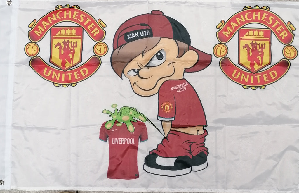 manchester united piss on liverpool flag