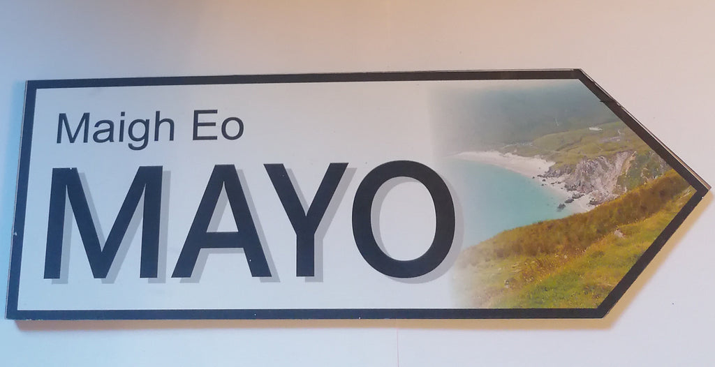 mayo wooden sign post