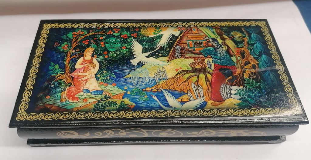 wooden trinket box with swan